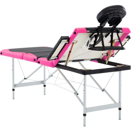 Sklopivi masažni stol s 4 zone aluminijski crno-ružičasti slika 6