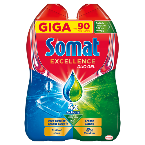 Somat Excellence Duo Gel 90pranja xxl, 2x810ml slika 1