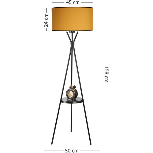 Venedik sehpalı siyah lambader silindir hardal abajurlu Mustard Floor Lamp slika 4