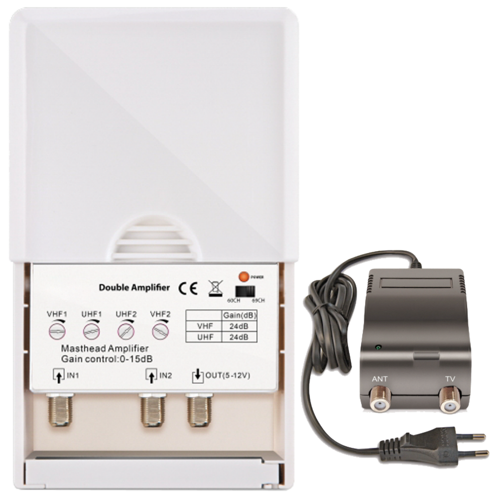 Amiko Pojačalo antensko + LTE / 4G filter sa 2 podesiva ulaza - DOUBLE AMPLIFIER slika 1