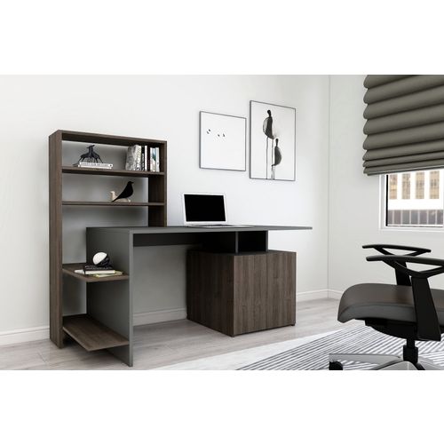 Woody Fashion Studijski stol, Melis - Walnut, Anthracite slika 1