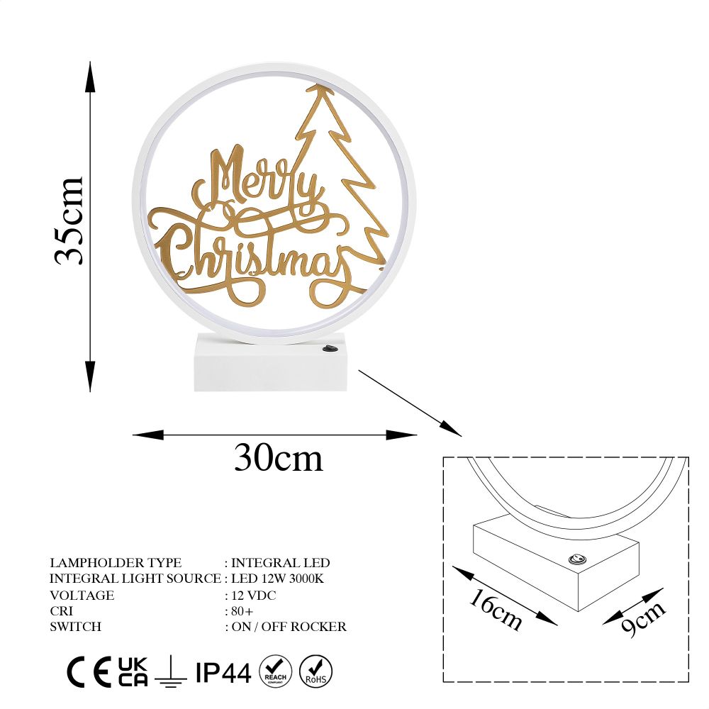 XMAS10 Bijela Zlatna Stolna Lampa slika 9