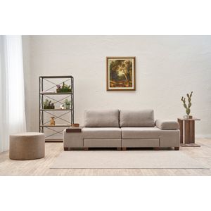 Perenna Linen - Cream Cream 3-Seat Sofa-Bed