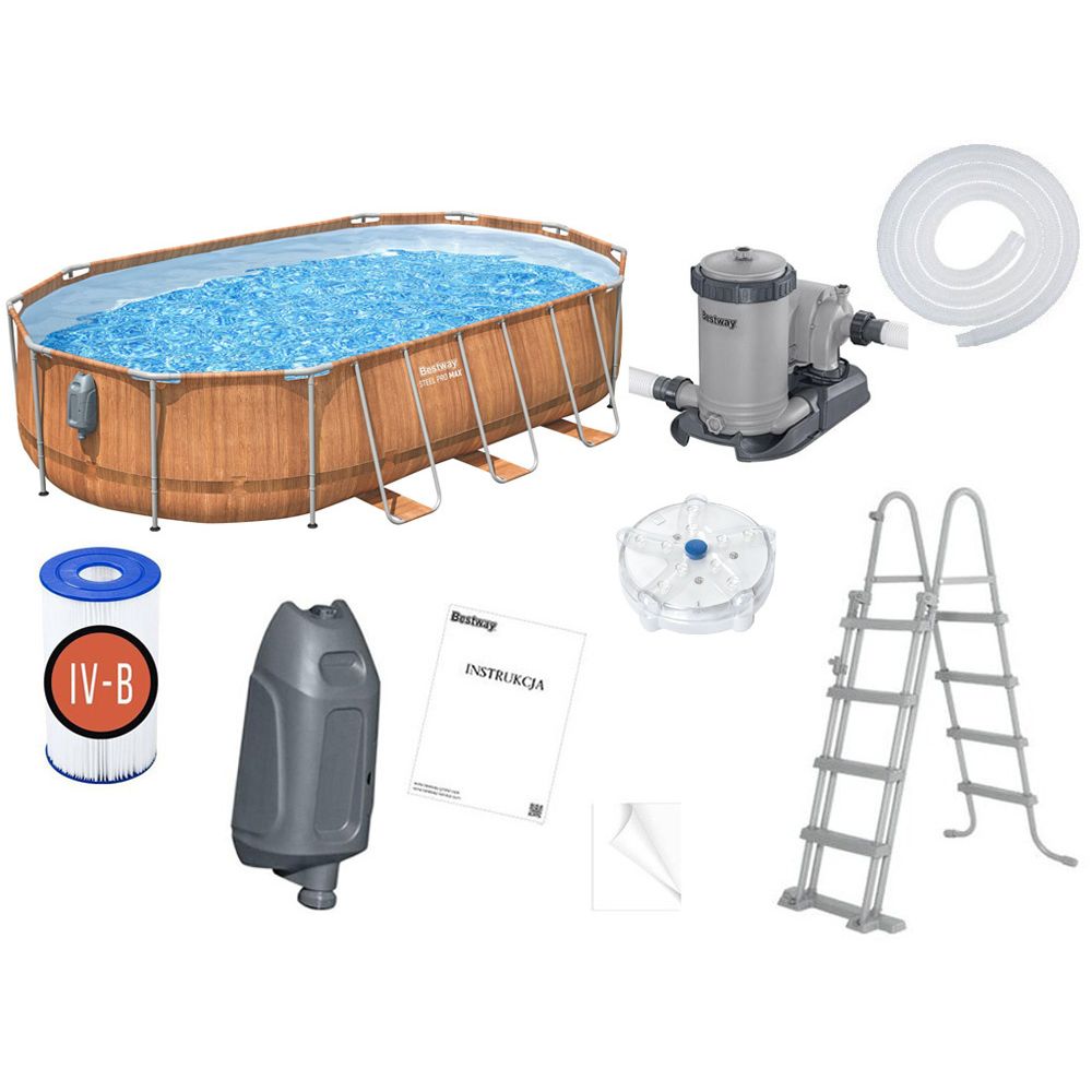 Bestway Frame Pool 610x366x122 Board 10in1 Pumpa Ljestve + LED 56719 slika 2