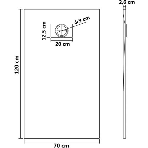 Kada za tuš SMC crna 120 x 70 cm slika 21