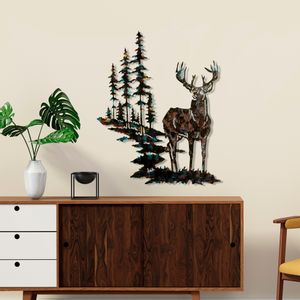 Deer Multicolor Decorative Metal Wall Accessory