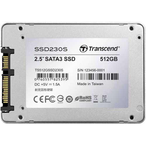 Transcend TS512GSSD230S 2.5" 512GB SSD, SATA III, 230S Series, 3D NAND TLC, Read 560MB/s, Write 520MB/s, 6.8mm slika 2