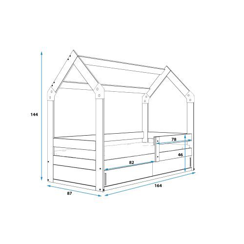 Drveni dečiji krevet House sa fiokom - 160x80 cm - beli slika 5