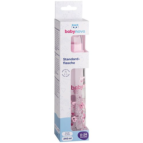 BABY NOVA Staklena flašica za bebu 0m+ 240ml, Pink slika 3