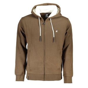 US GRAND POLO MEN'S BROWN ZIP SWEATSHIRT