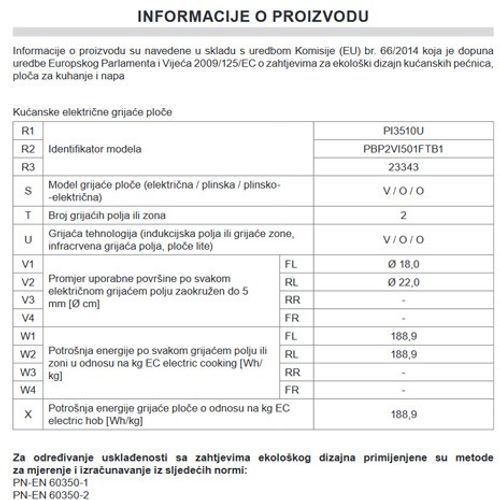 Amica indukcijska domino ploča za kuhanje PI 3510 U (23343) slika 10