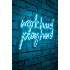 Wallity Ukrasna plastična LED rasvjeta, Work Hard Play Hard - Blue