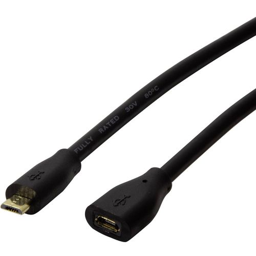 LogiLink USB kabel USB 2.0 USB-Micro-B utikač, USB-Micro-B utičnica 1.00 m crna  CU0121 slika 1