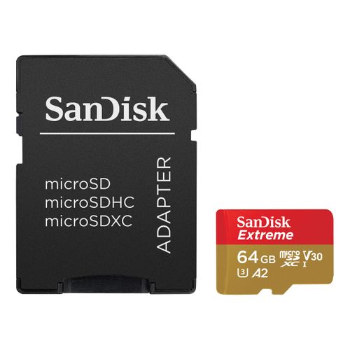 SanDisk Extreme microSDXC 64GB za akcijske kamere i dronove + SD adapter 170MB/s & 80MB/s A2 C10 V30 UHS-I U3 slika 3