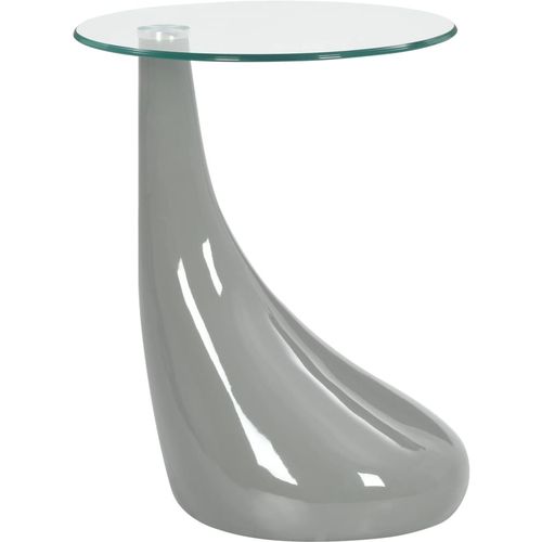 Stolić za kavu s okruglom staklenom pločom sivi visokog sjaja slika 7