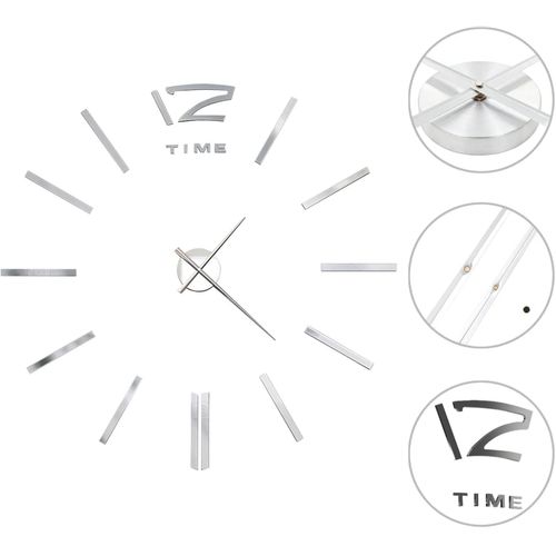3D zidni sat moderni dizajn 100 cm XXL srebrni slika 22