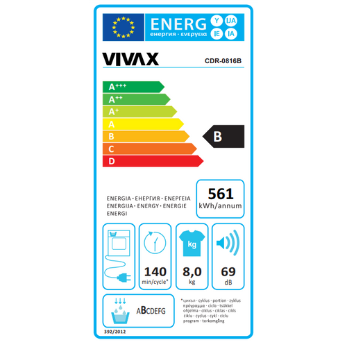 Vivax HOME CDR-0816B sušilica rublja slika 2