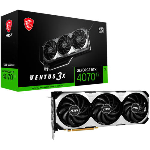 MSI Video Card NVidia GeForce RTX 4070 Ti VENTUS 3X E 12G OC (12GB GDDR6X/192bit, PCI-E Gen4, 1x 16-pin Power Connector, 3x DP, 1x HDMI, 700W recommended PSU), Retail slika 1