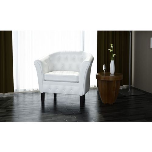 Fotelja od umjetne kože bijela slika 5