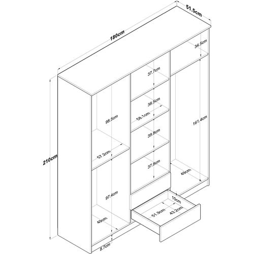 BA113 - 2337 Walnut
White Wardrobe slika 7