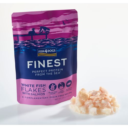 Fish4Dogs Finest White Fish FLAKES & Salmon, bijela riba s lososom, 100 g slika 1