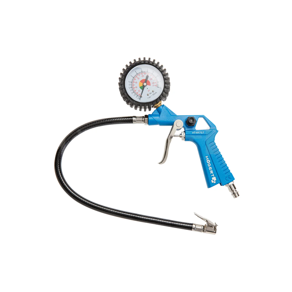 Högert  Manometar za pumpanje guma, 0-12 Bar, priključak 1/4", crijevo 450 mm slika 1