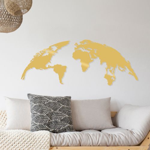 Wallity Metalna zidna dekoracija, World Map Large - Gold slika 1