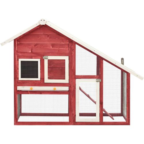 Kavez za zečeve crveno-bijeli 140x63x120 cm od masivne jelovine slika 11