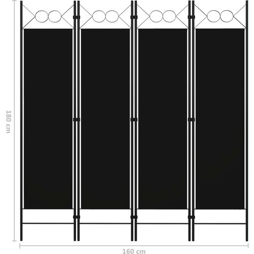 Sobna pregrada s 4 panela crna 160 x 180 cm slika 6