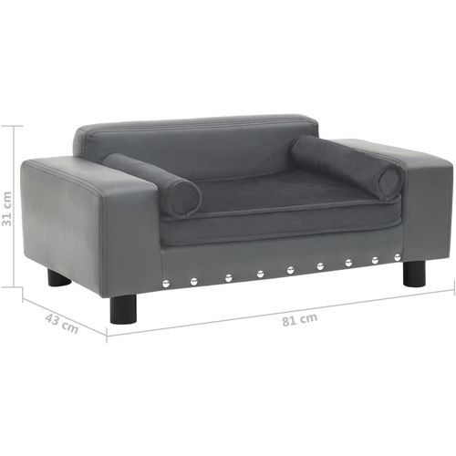 Sofa za pse siva 81 x 43 x 31 cm od pliša i umjetne kože slika 9