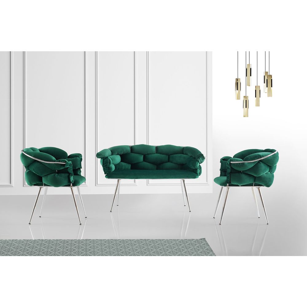 Sofa Set BC-2119 - Zeleni Sjedala s Hromiranim Okvirom slika 1