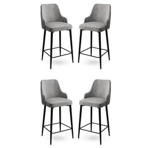 Enox - Sivi i Crni Bar Stolac Set (4 Komada)