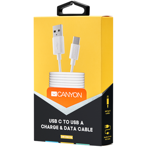 CANYON Type C USB Standard cable, 1M, White slika 2