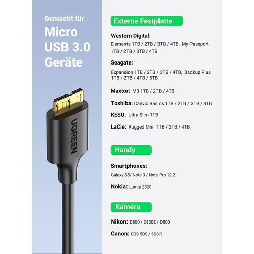 Ugreen USB 3.0 kabel USB A na Micro B, 0.5 m slika 4