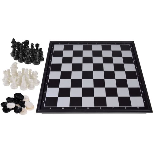 Magnetni set 2u1 šah/dame crno-bijeli slika 2