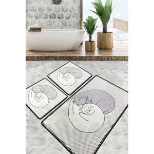 Katt Multicolor Bathmat Set (3 Pieces)