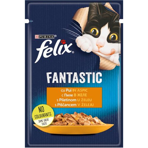 FELIX Fantastic, potpuna hrana za kućne ljubimce, za odrasle mačke, mokra hrana s piletinom u želeu, 85g slika 1