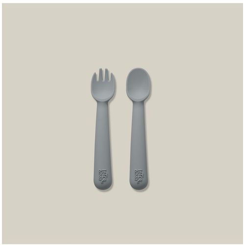 InterBaby silikonski set pribora za jelo Petrol Grey slika 1