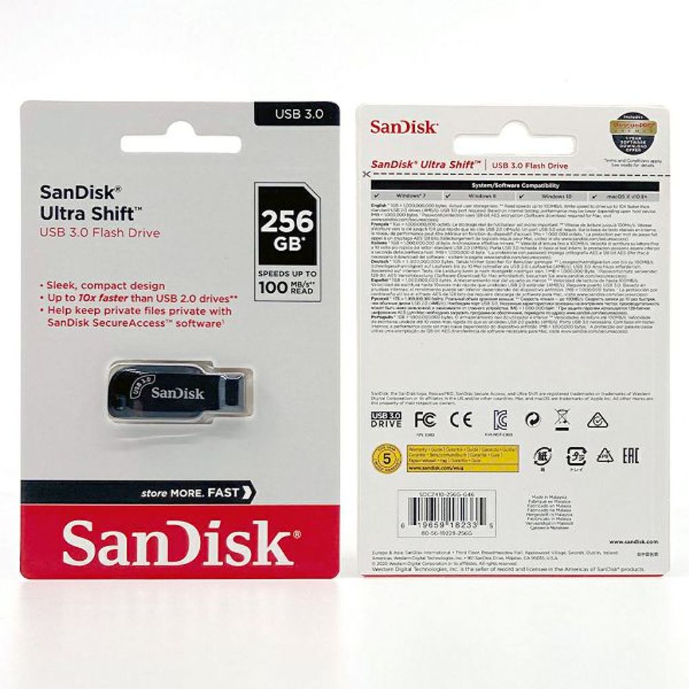 SANDISK USB 3.2 FLASH DRIVE ULTRA SHIFT 100MB/s 256GB slika 1