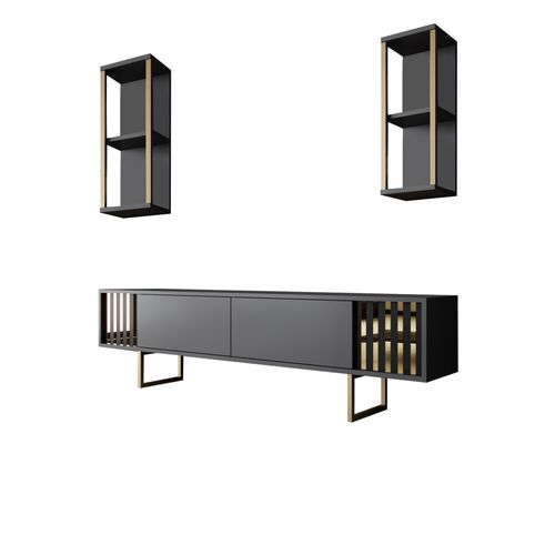 Woody Fashion Komoda za TV, Gold Line - Anthracite, Black slika 6