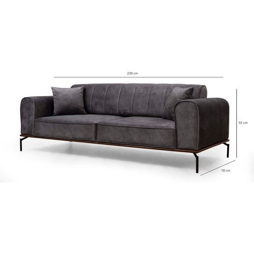 Atelier Del Sofa Trosjed SIESTA sivi, Siesta Plain Back 3 Seater - Anthracite slika 8