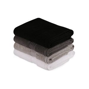 L'essential Maison Rainbow - Set Peškira za kupatilo u bojama crno, belo, sivo i tamno sivo (4 komada)