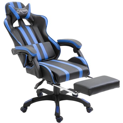 Igraća stolica od umjetne kože s osloncem za noge plava slika 33