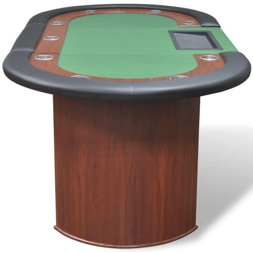 Stol za Poker za 10 Igrača s Prostorom za Djelitelja i Držačem Žetona Zeleni slika 6