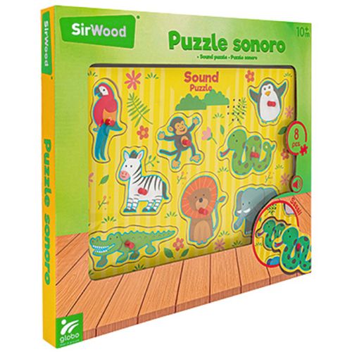 GLOBO Drvene puzzle sa zvukom - životinje 29x21,5cm slika 2