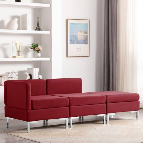 3-dijelni set sofa od tkanine crvena boja vina slika 8