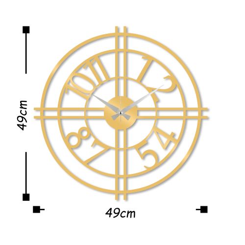 Wallity Ukrasni metalni zidni sat, Metal Wall Clock 33 - Gold slika 3