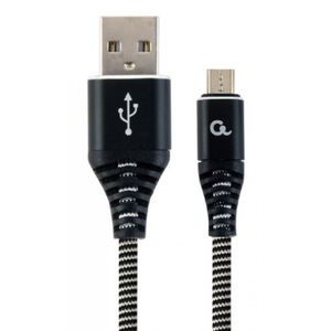 CC-USB2B-AMmBM-1M-BW Gembird Premium cotton braided Micro-USB charging - data cable,1m, black/white