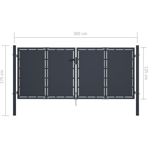 Vrtna vrata čelična 300 x 125 cm antracit slika 5