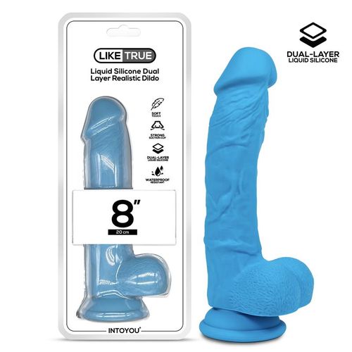 Liketrue realistični dvoslojni dildo 20cm, plava slika 2